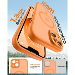 Tocol coque magnétique pour iphone 13 6,1 pouces, compatible avec magsafe, protection de l'objectif améliorée, coque mat translu