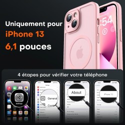 TOCOL Coque Magnétique pour iPhone 13 6,1 Pouces, Compatible avec MagSafe, Protection de l'objectif améliorée, Coque Mat Translu