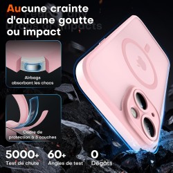 TOCOL Coque Magnétique pour iPhone 13 6,1 Pouces, Compatible avec MagSafe, Protection de l'objectif améliorée, Coque Mat Translu