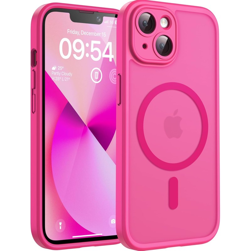 TOCOL Coque Magnétique pour iPhone 13 6,1 Pouces, Compatible avec MagSafe, Protection de l'objectif améliorée, Coque Mat Translu