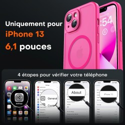 TOCOL Coque Magnétique pour iPhone 13 6,1 Pouces, Compatible avec MagSafe, Protection de l'objectif améliorée, Coque Mat Translu