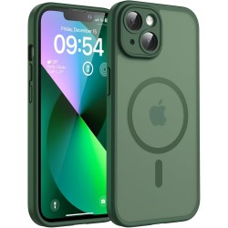 TOCOL Coque Magnétique pour iPhone 13 6,1 Pouces, Compatible avec MagSafe, Protection de l'objectif améliorée, Coque Mat Translu
