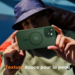 TOCOL Coque Magnétique pour iPhone 13 6,1 Pouces, Compatible avec MagSafe, Protection de l'objectif améliorée, Coque Mat Translu