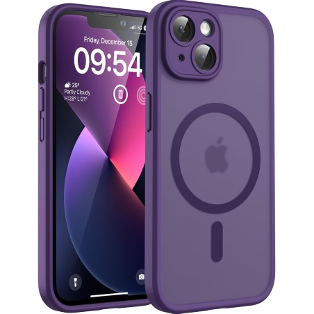 TOCOL Coque Magnétique pour iPhone 13 6,1 Pouces, Compatible avec MagSafe, Protection de l'objectif améliorée, Coque Mat Translu