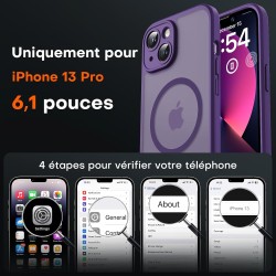 TOCOL Coque Magnétique pour iPhone 13 6,1 Pouces, Compatible avec MagSafe, Protection de l'objectif améliorée, Coque Mat Translu