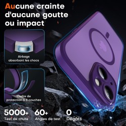 TOCOL Coque Magnétique pour iPhone 13 6,1 Pouces, Compatible avec MagSafe, Protection de l'objectif améliorée, Coque Mat Translu