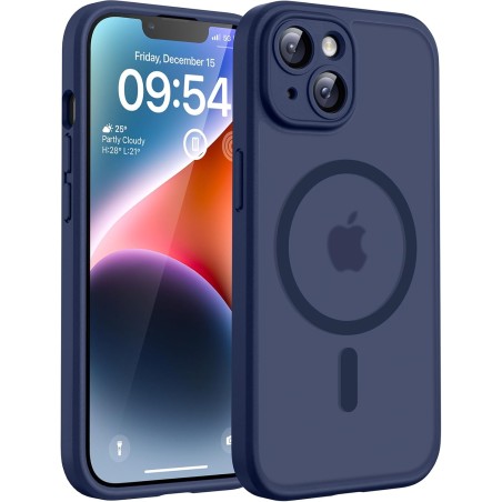 TOCOL Coque Magnétique pour iPhone 14 6,1 Pouces, Compatible avec MagSafe, Protection de l'objectif améliorée, Coque Mat Translu