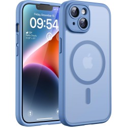TOCOL Coque Magnétique pour iPhone 14 6,1 Pouces, Compatible avec MagSafe, Protection de l'objectif améliorée, Coque Mat Translu