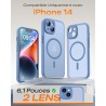 TOCOL Coque Magnétique pour iPhone 14 6,1 Pouces, Compatible avec MagSafe, Protection de l'objectif améliorée, Coque Mat Translu