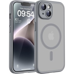 TOCOL Coque Magnétique pour iPhone 14 6,1 Pouces, Compatible avec MagSafe, Protection de l'objectif améliorée, Coque Mat Translu