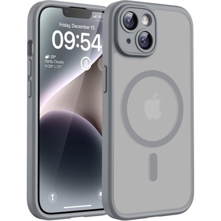 TOCOL Coque Magnétique pour iPhone 14 6,1 Pouces, Compatible avec MagSafe, Protection de l'objectif améliorée, Coque Mat Translu