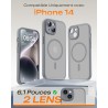 TOCOL Coque Magnétique pour iPhone 14 6,1 Pouces, Compatible avec MagSafe, Protection de l'objectif améliorée, Coque Mat Translu