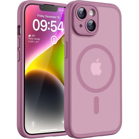 TOCOL Coque Magnétique pour iPhone 14 6,1 Pouces, Compatible avec MagSafe, Protection de l'objectif améliorée, Coque Mat Translu