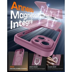 TOCOL Coque Magnétique pour iPhone 14 6,1 Pouces, Compatible avec MagSafe, Protection de l'objectif améliorée, Coque Mat Translu