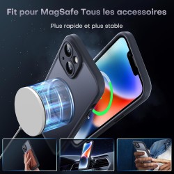 TOCOL Coque Magnétique pour iPhone 14 6,1 Pouces, Compatible avec MagSafe, Protection de l'objectif améliorée, Coque Mat Translu