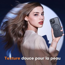 TOCOL Coque Magnétique pour iPhone 14 6,1 Pouces, Compatible avec MagSafe, Protection de l'objectif améliorée, Coque Mat Translu