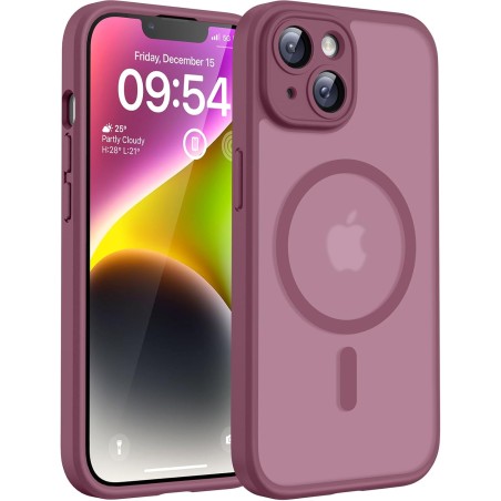 TOCOL Coque Magnétique pour iPhone 14 6,1 Pouces, Compatible avec MagSafe, Protection de l'objectif améliorée, Coque Mat Translu
