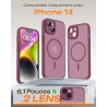 TOCOL Coque Magnétique pour iPhone 14 6,1 Pouces, Compatible avec MagSafe, Protection de l'objectif améliorée, Coque Mat Translu