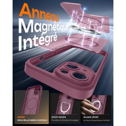 TOCOL Coque Magnétique pour iPhone 14 6,1 Pouces, Compatible avec MagSafe, Protection de l'objectif améliorée, Coque Mat Translu