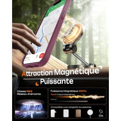 TOCOL Coque Magnétique pour iPhone 14 6,1 Pouces, Compatible avec MagSafe, Protection de l'objectif améliorée, Coque Mat Translu