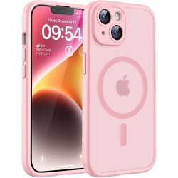 TOCOL Coque Magnétique pour iPhone 14 6,1 Pouces, Compatible avec MagSafe, Protection de l'objectif améliorée, Coque Mat Translu