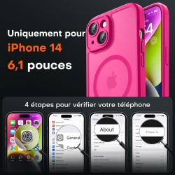 TOCOL Coque Magnétique pour iPhone 14 6,1 Pouces, Compatible avec MagSafe, Protection de l'objectif améliorée, Coque Mat Translu