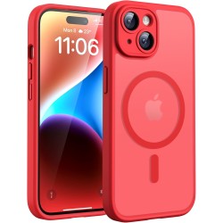 TOCOL Coque Magnétique pour iPhone 14 6,1 Pouces, Compatible avec MagSafe, Protection de l'objectif améliorée, Coque Mat Translu