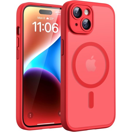 TOCOL Coque Magnétique pour iPhone 14 6,1 Pouces, Compatible avec MagSafe, Protection de l'objectif améliorée, Coque Mat Translu