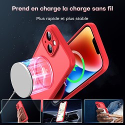 TOCOL Coque Magnétique pour iPhone 14 6,1 Pouces, Compatible avec MagSafe, Protection de l'objectif améliorée, Coque Mat Translu