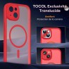 TOCOL Coque Magnétique pour iPhone 14 6,1 Pouces, Compatible avec MagSafe, Protection de l'objectif améliorée, Coque Mat Translu