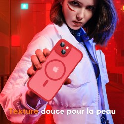 TOCOL Coque Magnétique pour iPhone 14 6,1 Pouces, Compatible avec MagSafe, Protection de l'objectif améliorée, Coque Mat Translu