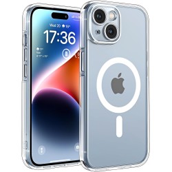 TOCOL Coque Magnétique pour iPhone 14 6,1 Pouces, Compatible avec MagSafe, Pas Facile à Jaunir, Protection de l'objectif amélior