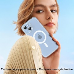 TOCOL Coque Magnétique pour iPhone 14 6,1 Pouces, Compatible avec MagSafe, Pas Facile à Jaunir, Protection de l'objectif amélior