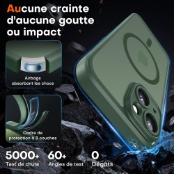 TOCOL Coque Magnétique pour iPhone 14 6,1 Pouces, Compatible avec MagSafe, Protection de l'objectif améliorée, Coque Mat Translu