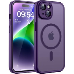 TOCOL Coque Magnétique pour iPhone 14 6,1 Pouces, Compatible avec MagSafe, Protection de l'objectif améliorée, Coque Mat Translu