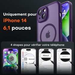 TOCOL Coque Magnétique pour iPhone 14 6,1 Pouces, Compatible avec MagSafe, Protection de l'objectif améliorée, Coque Mat Translu