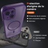 TOCOL Coque Magnétique pour iPhone 14 6,1 Pouces, Compatible avec MagSafe, Protection de l'objectif améliorée, Coque Mat Translu