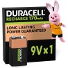 Duracell Rechargeables Piles 9V (lot de 1), 9V, 170 mAh, Puissance longue durée