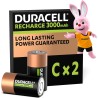 Duracell Rechargeables Piles C (lot de 2), 3000 mAh NiMH, Puissance longue durée