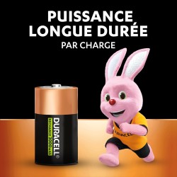 Duracell Rechargeables Piles D (lot de 2), 3000 mAh NiMH, Puissance longue durée