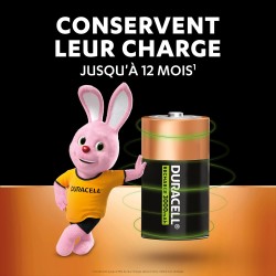 Duracell Rechargeables Piles D (lot de 2), 3000 mAh NiMH, Puissance longue durée
