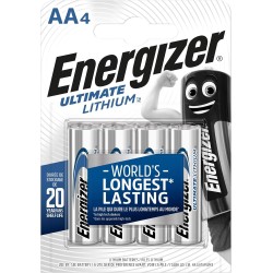 Energizer Ultimate Lithium - Piles AA (Lot de 4) - La Pile AA Qui Dure Le Plus Longtemps au Monde - Longue durée pour appareils 