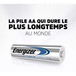 Energizer Ultimate Lithium - Piles AA (Lot de 4) - La Pile AA Qui Dure Le Plus Longtemps au Monde - Longue durée pour appareils 