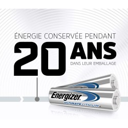 Energizer Ultimate Lithium - Piles AA (Lot de 4) - La Pile AA Qui Dure Le Plus Longtemps au Monde - Longue durée pour appareils 