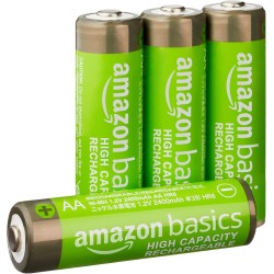 Amazon Basics Lot de 4 piles rechargeables AA NiMH haute capacité, 2400 mAh, 1,2 V, rechargeables 400 fois, préchargées