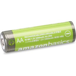 Amazon Basics Lot de 12 piles rechargeables AA NiMH haute capacité, 2400 mAh, 1,2 V, rechargeables 400 fois, préchargées