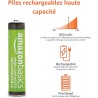 Amazon Basics Lot de 8 piles rechargeables AAA NiMH haute capacité, 850 mAh, 1,2 V, rechargeables 500 fois, préchargées
