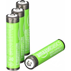 Amazon Basics Lot de 4 piles rechargeables AAA NiMH haute capacité, 850 mAh, 1,2 V, rechargeables 500 fois, préchargées
