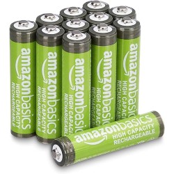 Amazon Basics Lot de 12 piles rechargeables AAA NiMH haute capacité, 850 mAh, 1,2 V, rechargeables 500 fois, préchargées