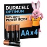 DURACELL Optimum Piles AA (Lot de 4) – Piles Alcalines 1,5V – +200 % d’actifs Power Boost – Répondent aux exigences des appareil